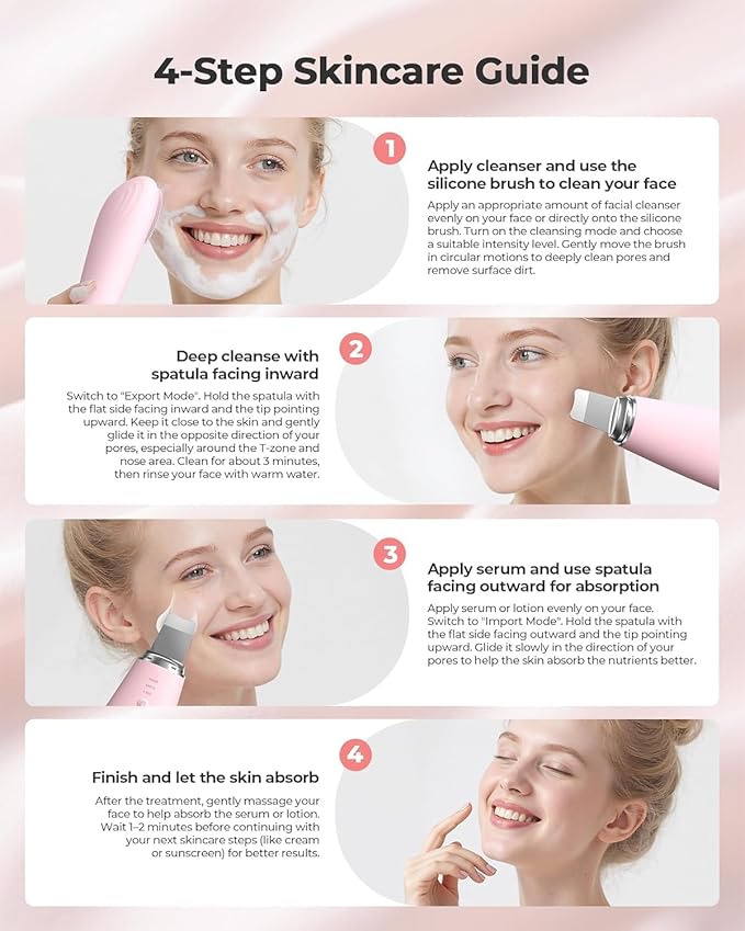 Blackhead Remover Tools - 2 in 1 Electric Face Scrubber Skin Spatula + Electric Silicone Facial Cleansing Brush,Pore Extractor Face Spatula Deep Cleansing for Facial Skincare(2026 Women Gift,7 Modes)
