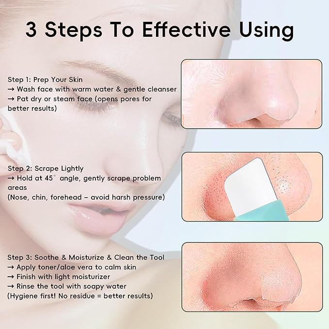 Reusable Blackhead Remover Tools, Silicone Face Scraper with Brush, Mild Safe Skin Spatula for Deep Cleansing, Nose Blackhead Remover, Skin Care Tool Kit for Men and Women