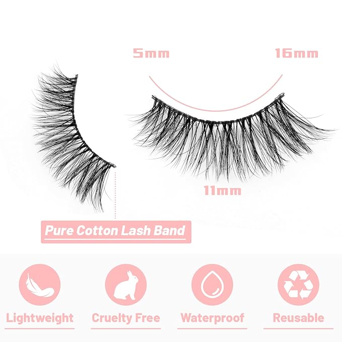 False Eyelashes 20 Pairs Wispy Lashes Faux Mink Lashes 14mm 3D Fluffy Cat Eye Lashes （style 20-065)