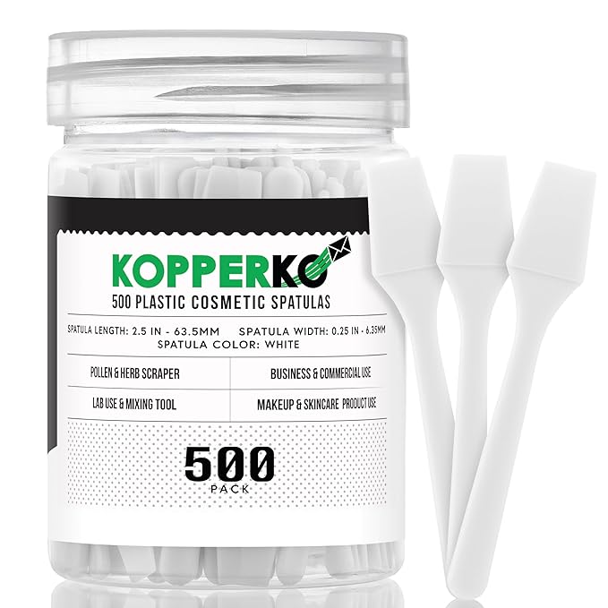 Kopperko Mini Spatula (2.5”, 500 Pack) - Small Facial Makeup Spatula for Skincare, Creams & Crafts | Eye Cream Applicator Tool for Mixing, Cosmetic, Face Mask | Disposable Makeup Applicators | White