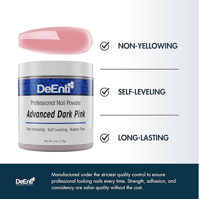DeEnti Acrylic Nail Powder - 4oz Dark Pink|Professional Grade, Bubble-Free Acrylic Powder for Nails | Long-Lasting, Chip-Resistant Nail Acrylic Powder for Carving, Extensions & Fake Nails