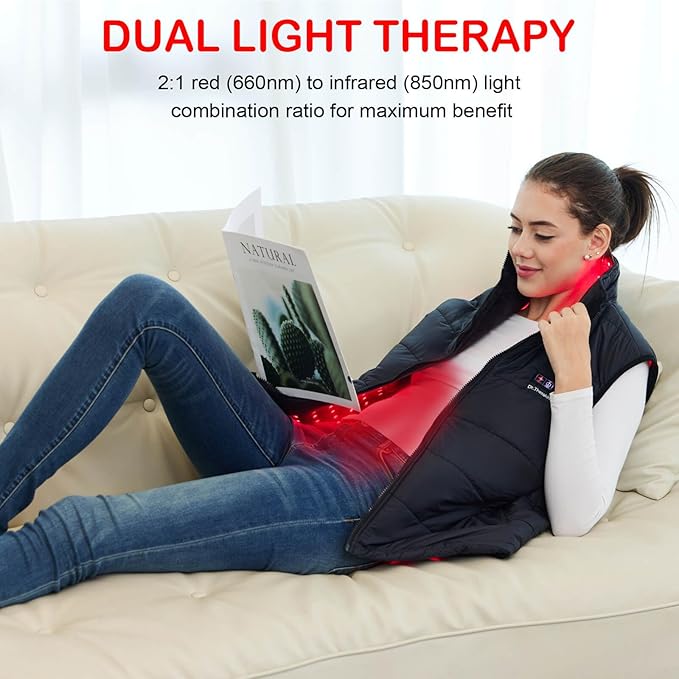 Red Light Therapy Vest for Body, Cordless Infrared Light for Pain Relief Skin Care Period Cramps Postpartum Recovery, Neck, Shoulder, Back & Abdomen Red Lights