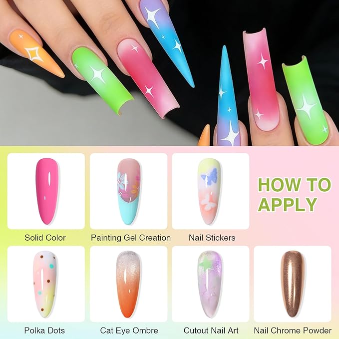 GELLAKTIK 12 Color Patting Nail Gel Polish Kit, Ombre Painting Gel Palette with Sponge Applicators & Nail Art Stickers for Blush Blooming Floral Aura French Manicure DIY Nail Art Palette