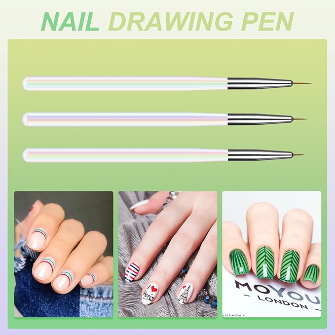 Artdone 12 PCS Nail Art Brushes Set Nail Art Liner Brush and Nail Dotting Pen Gel Polish Painting Tools For Nail Art Design Include Extension Gel Nail Brush And Arylic Nails