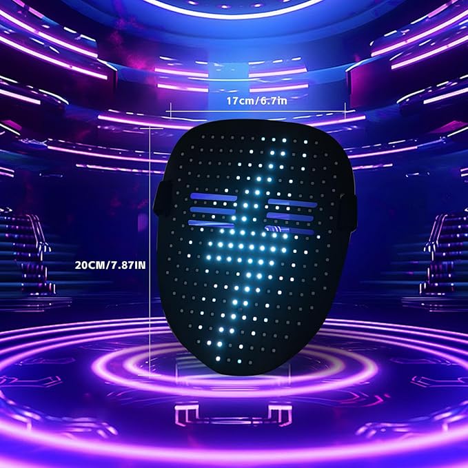 LED Mask with Gesture Control, Perfect for Party Cosplay Party, Masquerade Balls, Holiday Dress-Up, and Atmosphere Adjustment