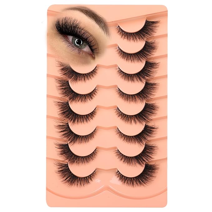 Mink Lashes Cat Eye False Lashes Fox Eye False Eyelashes Lashes Natural D-Curly Volume Fake Eyelashes Soft Handmade Lashes that Look Like Extensions Lashes Pack