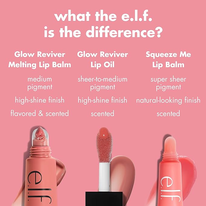 e.l.f. Glow Reviver Melting Lip Balm, Hydrating Tinted Lip Balm For A Glossy Finish & Soft, Supple Lips, Vegan & Cruelty-Free, Peach Ring