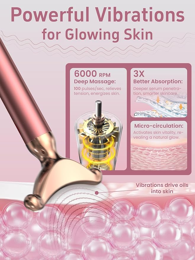Electric Facial Massager & Neck Lifter, Lymphatic Drainage Depuffer, Jawline Sculpting, Skin Firming, Under-Eye Care, Soothing Vibration, Pairs with Serum, Ergonomic Metal Body, at-Home Spa Results