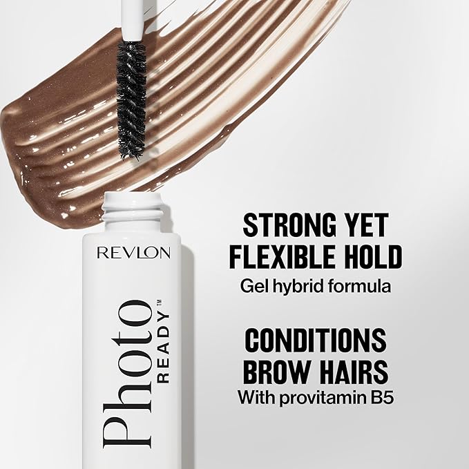 Revlon PhotoReady Lifting Brow Gel, Tinted Eyebrow Lamination with Spoolie Brush, Conditions, Shapes & Defines, 802 Soft Taupe, 0.23 fl oz