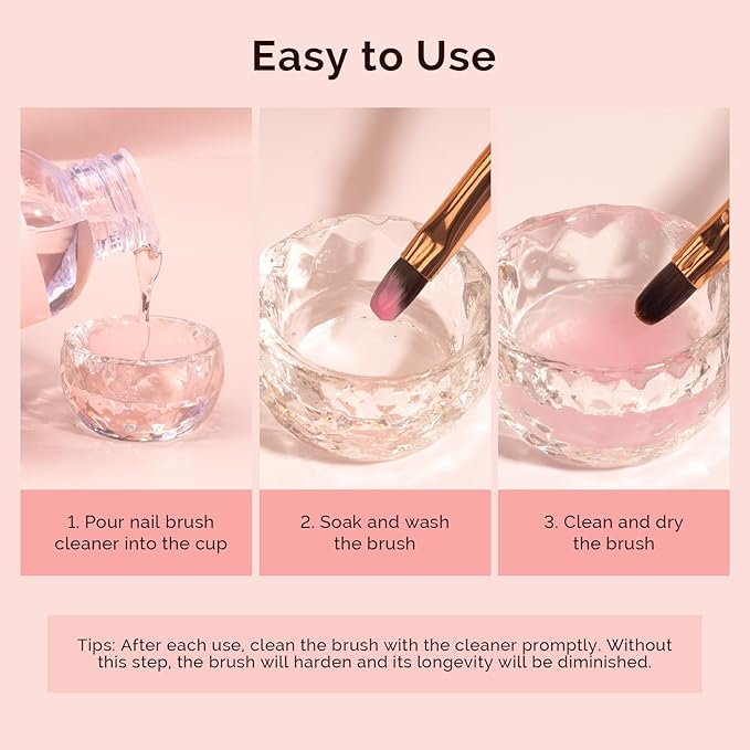 MelodySusie Nail Brush Cleaner, Acrylic Gel Nail Brushes Cleaning & Restoration Wax and Gel Removing Solution for Manicure Salon at Home 30ml/1fl.oz