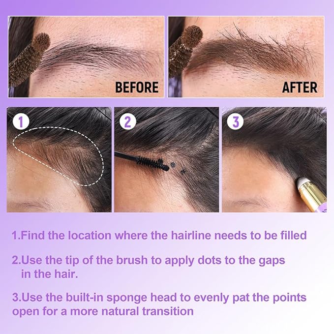 3 in 1 Hair Color Concealer Eyebrow Gel For Women, Waterproof, Long Lasting,Transfer-proof, suitable for eyebrows, beard, and hairline, With features a blending sponge applicator, Red Brown