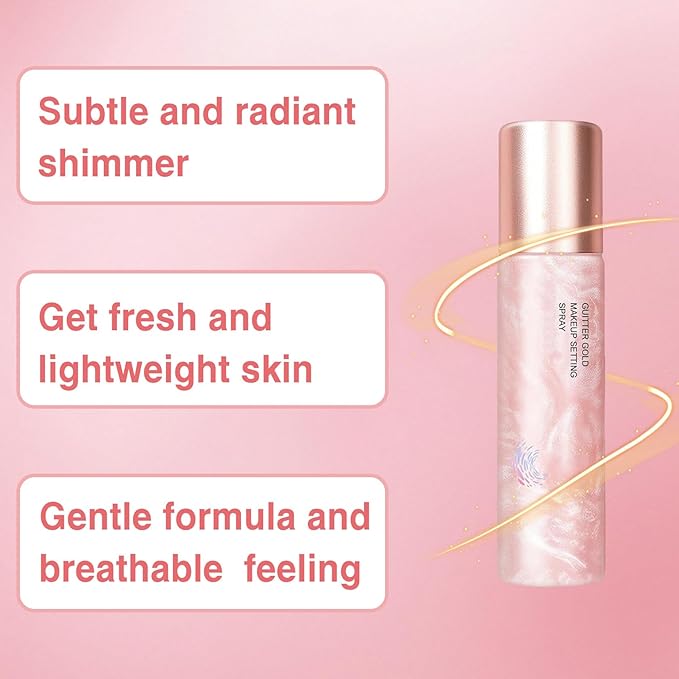 Glow Makeup Setting Spray, Shimmer Dewy Hydrating Setting Spray for Face, Long Lasting Glowing Radiant Finish, Lightweight & Refreshing, Protects and moisturizing Dehydrated Skin - 4 Oz