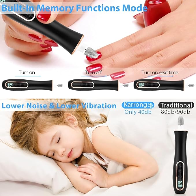 2 Pack Portable Electric Nail Drill Polisher – 10-in-1 Versatile Tool with 100PC Sanding Rings for DIY Care, Black+White