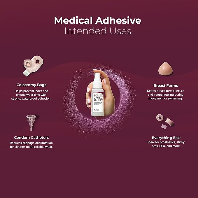 Medical Adhesive Remover for Skin | Wig, Ostomy, Tape, and Bandage Adhesive Remover | Silicone-Based, Hypoallergenic, Sting-Free | 4oz Spray