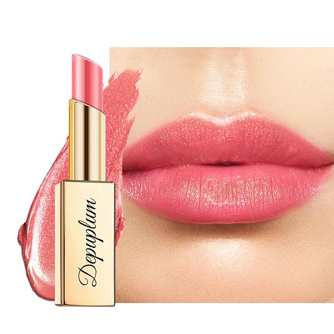 Depuplum Peach Pink Lipstick Moisturizing for Women Shimmer Tinted Lip Balm Hydrating Nourishing Lip Gloss Vegan& Cruelty Free Lip Makeup, ZG107 Candy