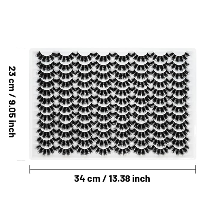 False Eyelashes 48 Pairs Faux Mink Lashes 14mm Wispy Lashes 3D Fluffy Cat Eye Lashes Pack Bulk Wholesale Strip Lashes(style 48-034)