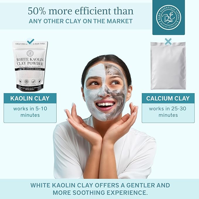 Bare Essentials Living - White Kaolin Clay Powder (2 lb) 100% Natural White Powdered Clay for Seed Bombs, White Clay Mask, DIY Spa, Soap, Bath Bomb, Deodorant, Can be Used as Kaolin Clay for Gardening