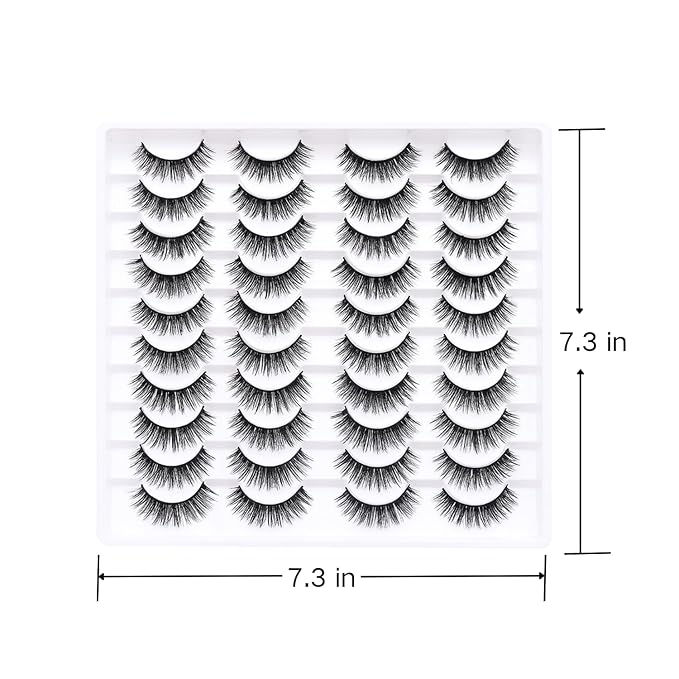 False Eyelashes 20 Pairs Wispy Lashes Faux Mink Lashes 14mm 3D Fluffy Cat Eye Lashes （style 20-062)