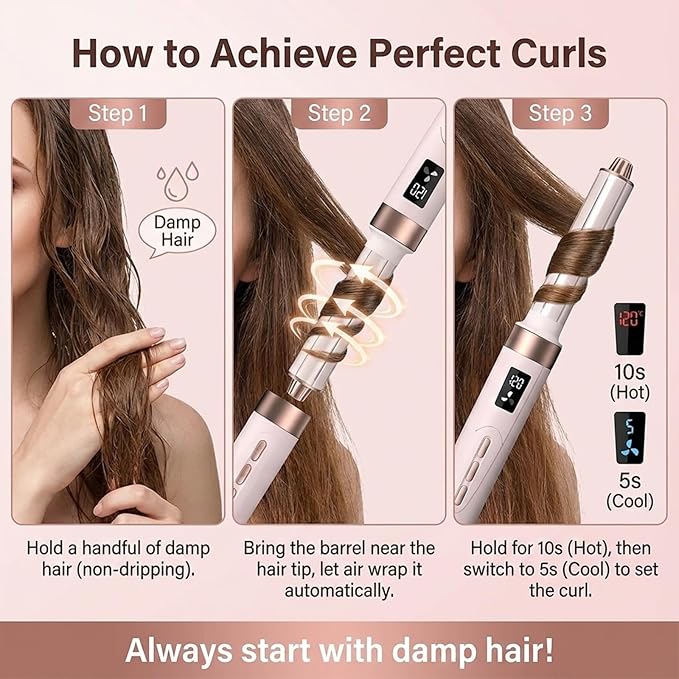 8 in 1 Hot-Air Hair Brushes - Air Wrap Hair Styler & Blow Dryer Brush,Multi Hair Styler for Salon Blowouts, Smooth Curls, Volumizing and Straightening,Gifts for Women，No Heat Damage for All Hair Types