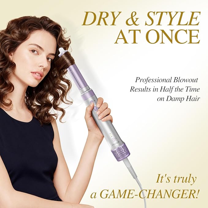 Aculya Life 5 in 1 Hot Air Styler- 110,000 RPM Ionic Straighter, High Speed Hair Dryer, Volumizer & Auto-Wrap Curlers, Frizz-Free Styling Tool, Hair Styler Gift Set with Travel Bag