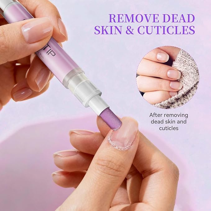 SASSYTIP Cuticle Pusher Oil Pen - Cuticle Remover & Nail Oil Pen with Rose & Lavender Scents, Portable Nail Care Pen for Work & Travel, Moisturizes & Strengthens Dry Cuticles (Lavender)