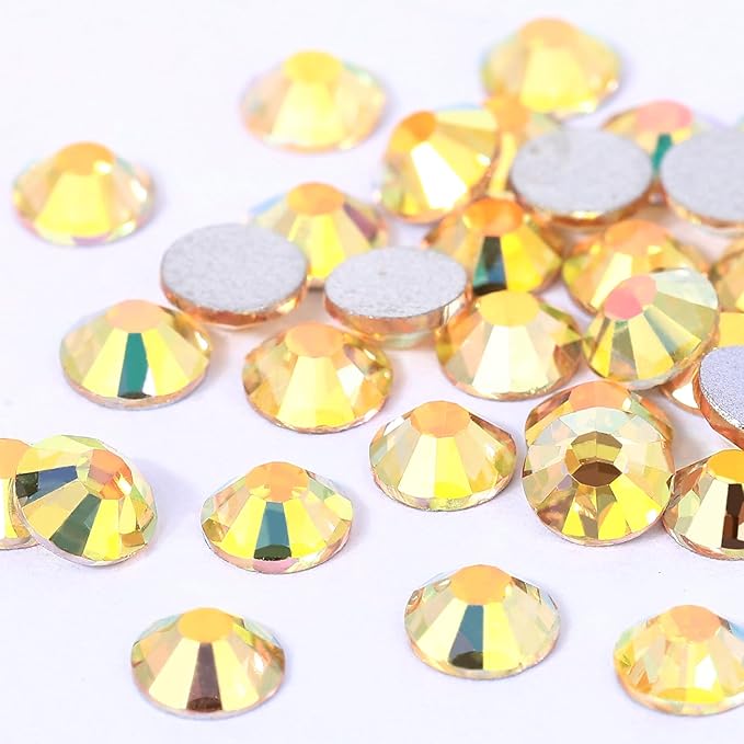 Novani Rhinestones 3000Pcs Flatback Crystal Round Loose Gemstones Glass Rhinestones for Crafts Makeup Nail Art Clothes Shoes DIY Decorations(SS10, 2.7-2.9mm,MetalSunlight)