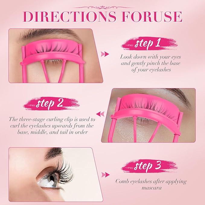 ODELY Eyelash Curler with Pads, Lash Curler 2 Pcs with 10 Extra Silicone Replacement Pads, Comfortable Grip for Effortless Curling – Eyelashes for The Perfect Eye Contour (Light Pink)