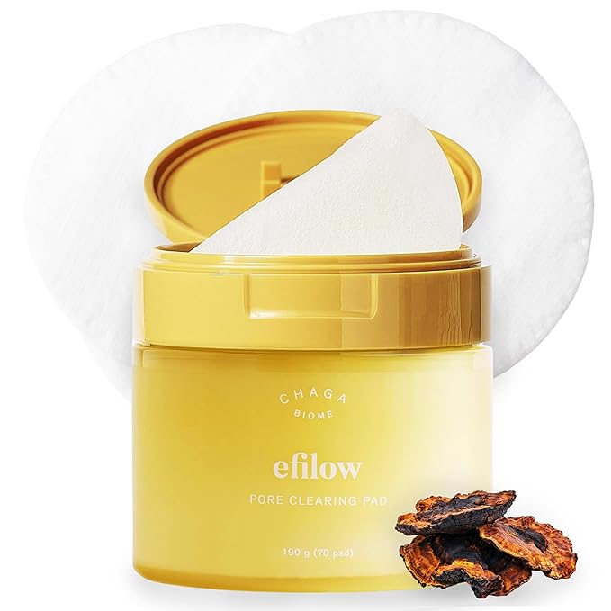 Chaga Mushroom Biome Pore Clearing Pad, Vegan Facial Exfoliating Toner Pads with AHA BHA PHA LHA, 70 Pads 190g