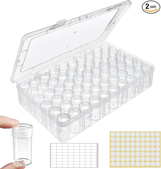 Notgia 2packs 60 Grids Bead Organizer and Storage Diamond Painting Containers Portable Plastic Case Box Arts Crafts Storage for Seeds Beads Sewing Cosmetic Nail Glitter Powder Small Parts Rhinestones
