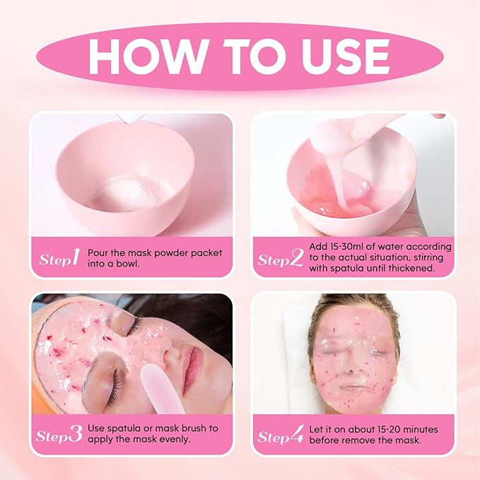 Jelly Masks for Facials Professional, 10 Flavors Hydrating Jelly Face Mask Powder with Mixing Bowl Set, Peel Off Hydrojelly Mask for Moisturize, Nourish & Soothe, Valentines Day Gifts for Women