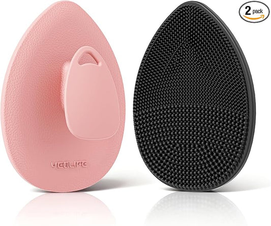 Silicone Face Scrubber 2 Pack, Manual Facial Cleansing Brush for Men and Women, Gentle Face Wash Brush for All Skin Type, Skin Care Face Brushes for Exfoliating, Pore and Blackhead Remover
