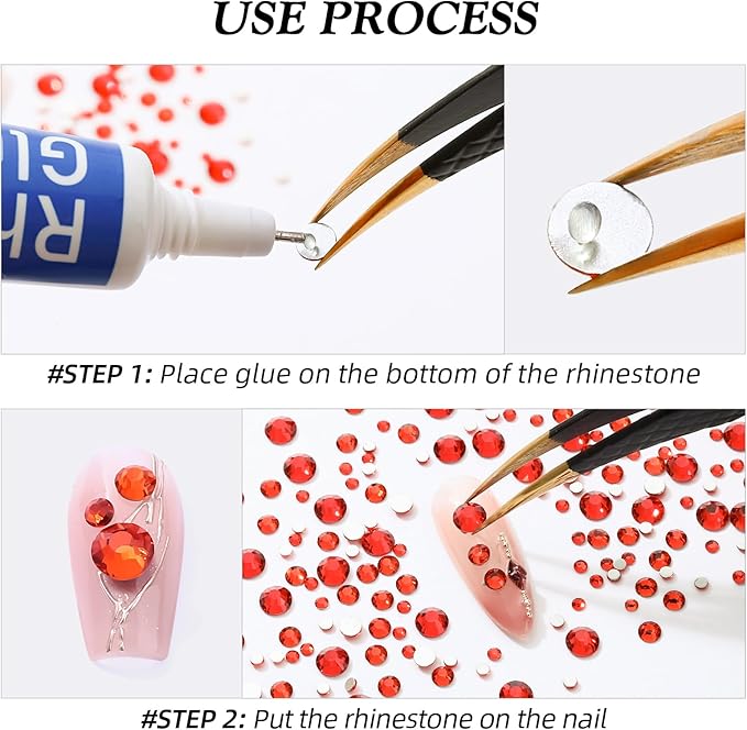 Meibite Light Siam Flatback Rhinestones, Glass Rhinestones for Nail Art and Craft, Glue Fix, Loose Crystal Gemstones(Red, SS20, 1440pcs, 4.6-4.8mm)