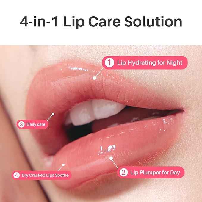 Sleeping Lip Mask Strawberry - Overnight Lip Treatment, Lip Care Hydration, Repair for Dry Cracked Lips, Vitamin C, Soft and Nourished Lips Overnight, Christmas, with Shea Butter - 0.42 Fl Oz