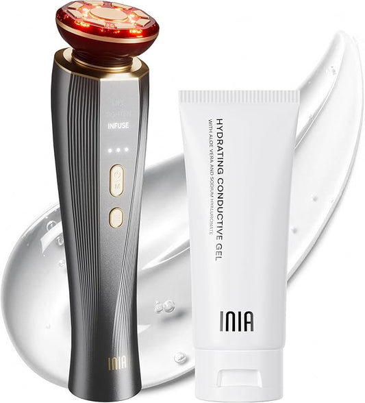 INIA 3-in-1 Skin Tightening Device True Beauty Glow Facial Massager Red Light Therapy for Face and Neck