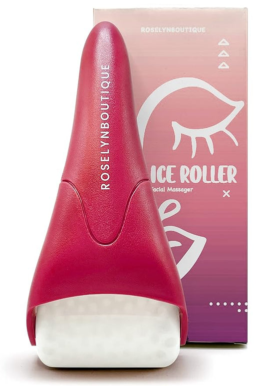 ROSELYNBOUTIQUE Ice Roller for Face Wrinkles Fine Lines Puffiness Stick Massager Facial Skin Care Tools Self Care Gifts for Men Women (Red)
