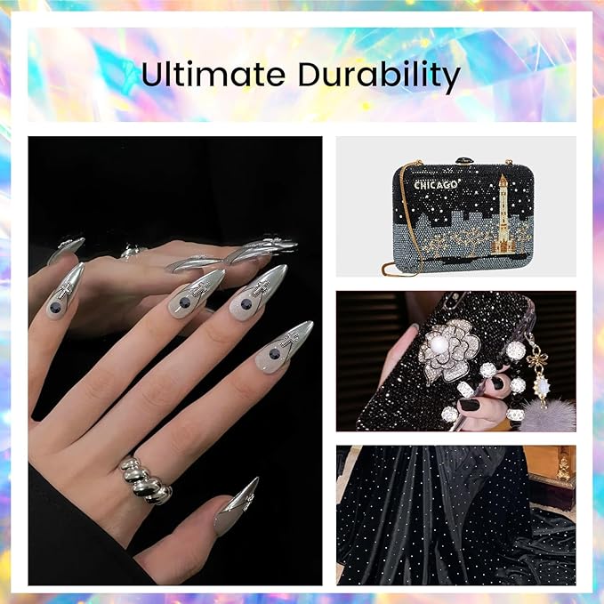Novani Rhinestones 3000Pcs Flatback Crystal Round Loose Gemstones Glass Rhinestones for Crafts Makeup Nail Art Clothes Shoes DIY Decorations(SS10, 2.7-2.9mm,Black)