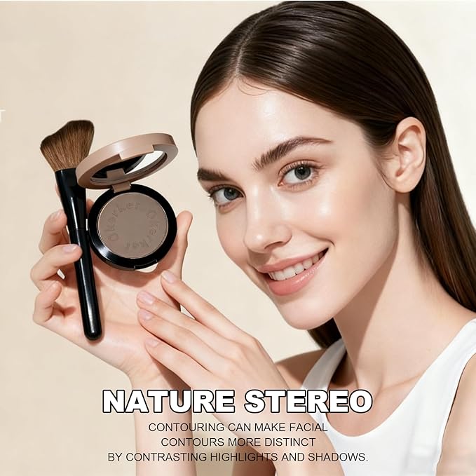 Cool Toned Contour Palette with Mirror, Taupe Grey Contour Powder for Fair Pale Light Cool Toned Skin, Nose Contouring Bronzer Powder with Face Wavy Bristles Brush