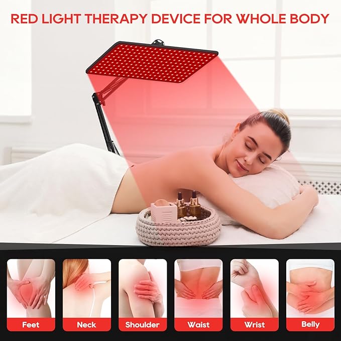 Morfone Advanced Red Light Therapy Lamp for Full Body & Face - 200 LED Tri-Wavelength (660nm, 850nm, 940nm) Large Panel with Adjustable Stand, Protective Glasses for Home Use, Gift for Women Girls