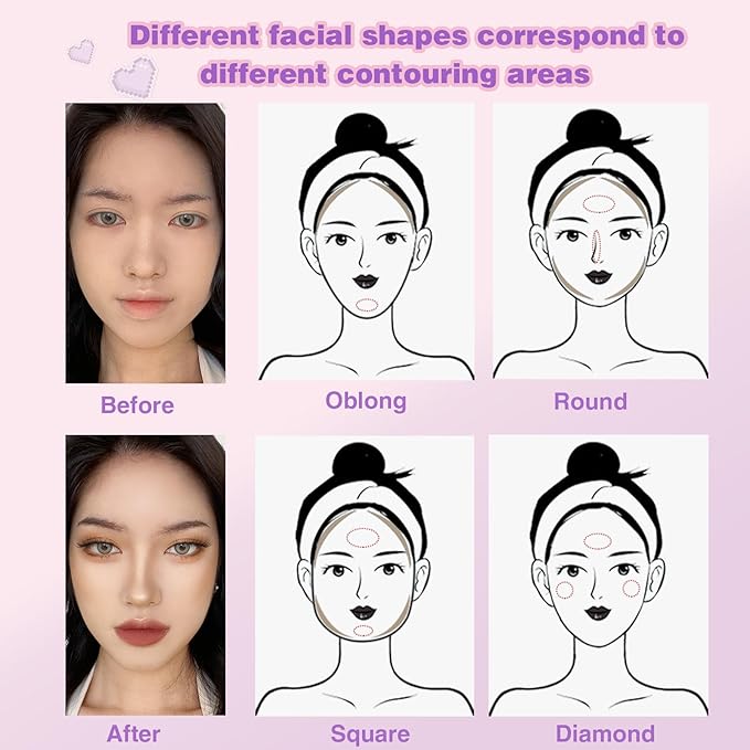Face Highlighter Contour Shading Palette Sculpting Long-lasting Shimmer Pressed Powder Smooth Matte Finish Makeup for Warm Fair Toned Skin with Mirror
