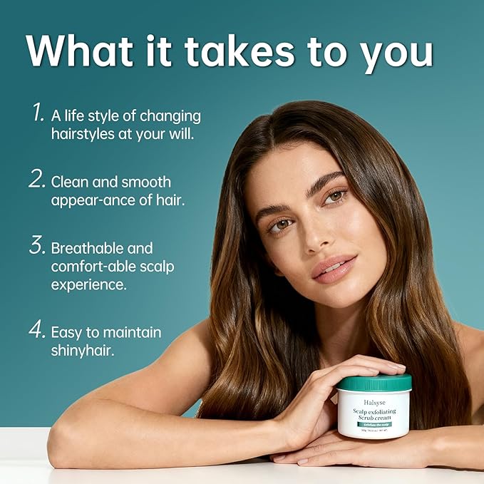Sea Salt Scalp Scrub Exfoliating Anti-Dandruff, 3 Natural Oils and 6 Trace Herbal Extracts for Anti-Frizz and Hair Strengthening, Soothe Dry Scalp and Make Hair Shiny