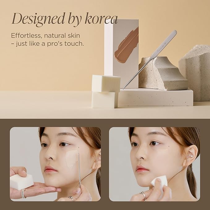 Piccasso Brush Korean Foundation Spatula – Professional Stainless Steel Makeup Tool for Thin, Seamless Foundation & Cream Blending (Spatula Set)