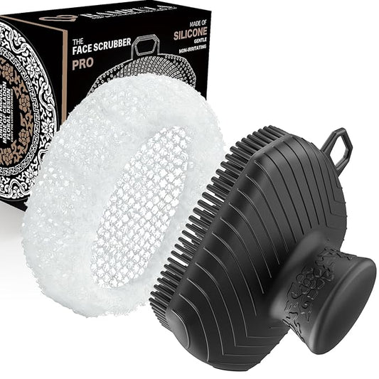 Face Scrubber & African Net, Silicone Exfoliating Brush for Men Women, Facial Cleansing Brush, Manual Waterproof Cleansing Skin Care, Blackhead Removing Pore Cleansing Massaging Face Brushes