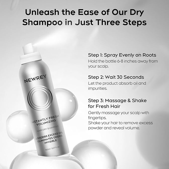Dry Shampoo Spray for Women & Men - Freshens hair, Residue-Free, Volumizing Formula with Rice Starch - Absorbs Oil, Eliminates Odors - 5.07 oz-fresh