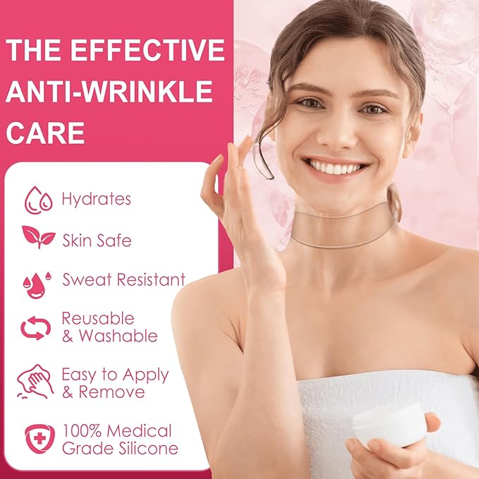TEAWOO 4 PCS Silicone Neck Wrinkle Patches | Reusable Silicone Neck Patches for Wrinkles | Targeted Neck Wrinkle Pads | Neck Mask for Firming and Tightening | Revitalize and Firm Neck Wrinkles