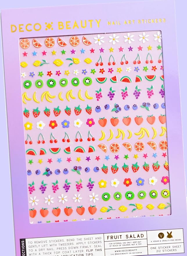 Deco Beauty Fruit Salad- Super Thin & Easy-to-Apply Nail Art with The Cutest Designs - Durable & Long-Lasting Nail Art Stickers and Decals for Women, for DIY at-Home Manicures & Salon-Quality Nails
