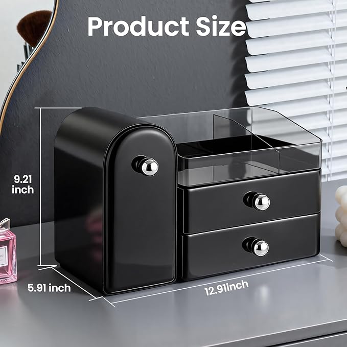 Makeup Organizer,Vanity Organizer with Makeup Brush Holder,Large Skincare Organizers and Bathroom Countertop Organizer,Storage Lipstick,Perfume,Nail Polish,Beauty,Hair Accessories,Gifts for Women