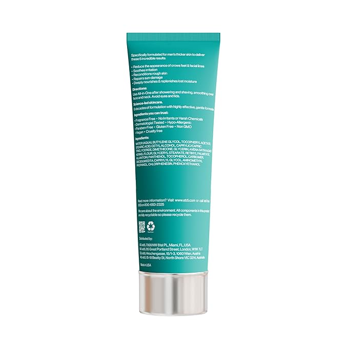 eb5 Men’s All-in-one Anti-Aging Face Cream | Formulated with Retinol, Vitamins E, B5, and A to Moisturize, Reduce Lines and Soothe Razor Burn - 4 Fl Oz