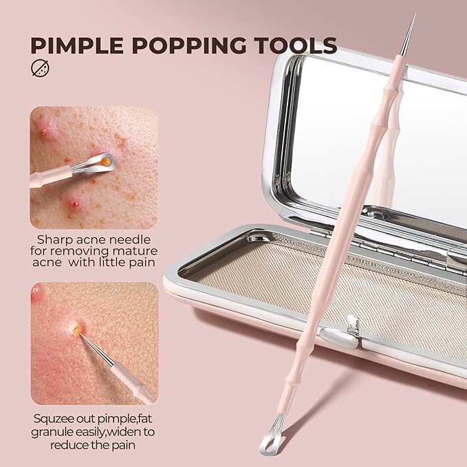 YGQQOY Professional Blackhead Tweezers, Stainless Steel Blackhead Remover Tools, Pimple Popper Tool Kit for Acne Whitehead Blemish, Pore Prep Tool