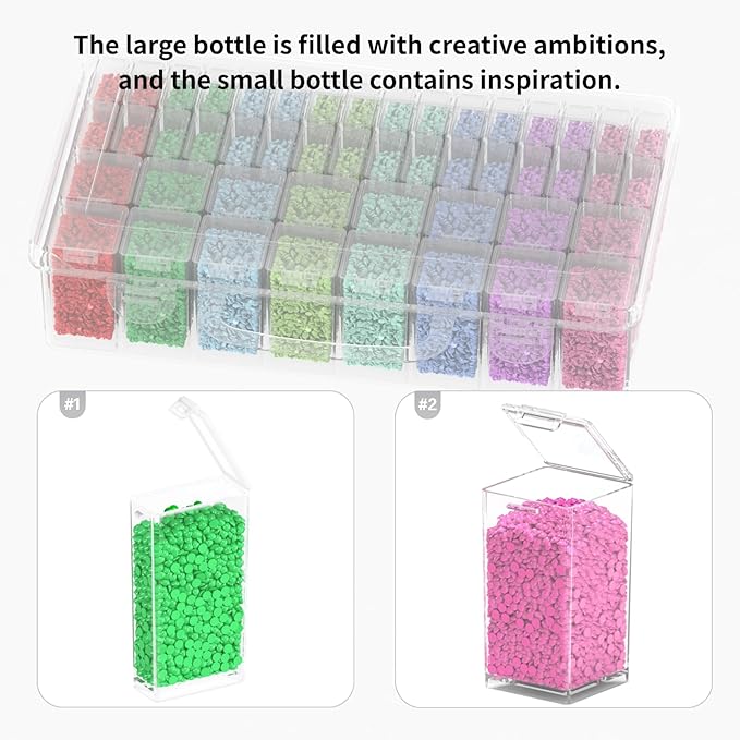 VANSUNS 48-Grid Mixed Size Diamond Painting Storage Containers, Portable Transparent Diamond Art Storage Case, Suitable for Storing Beads, Rhinestones, and DIY Handicrafts
