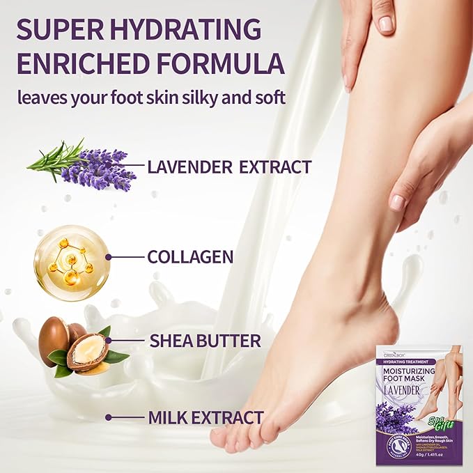 Moisturizing Foot Mask 5 Pack,Hydrating Foot Masks for Dry Cracked Feet,Moisturizing Socks Dry Skin Moisturizer for Soft and Smooth Touch Feet,Foot Care Spa Gifts for Women Men Valentines Gifts
